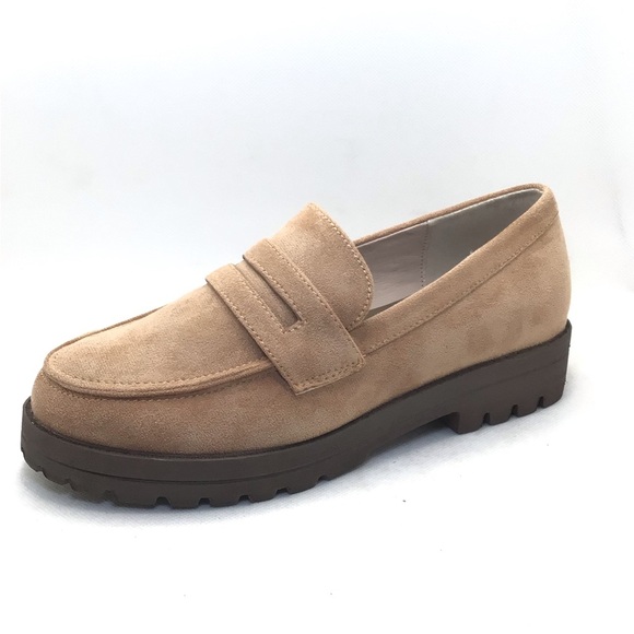 Hey Girl by Corkys Inspo Sand Faux Suede Platform Penny Loafer Size 8 or 9 - Picture 2 of 13